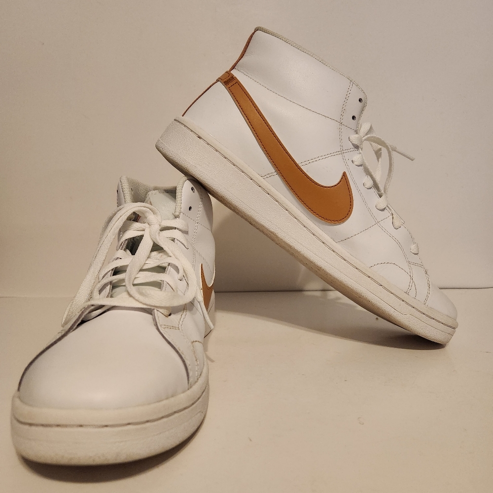 Nike White and Orange High-Top Sneakers
